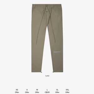 Fear of God Essentials men’s “cement” track pants size medium